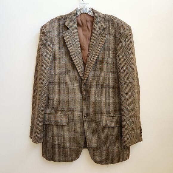 Pendleton Blazer Jacket Mens 42R Brown Plaid Wool Two Button Lined Suit Jacket - Picture 1 of 16